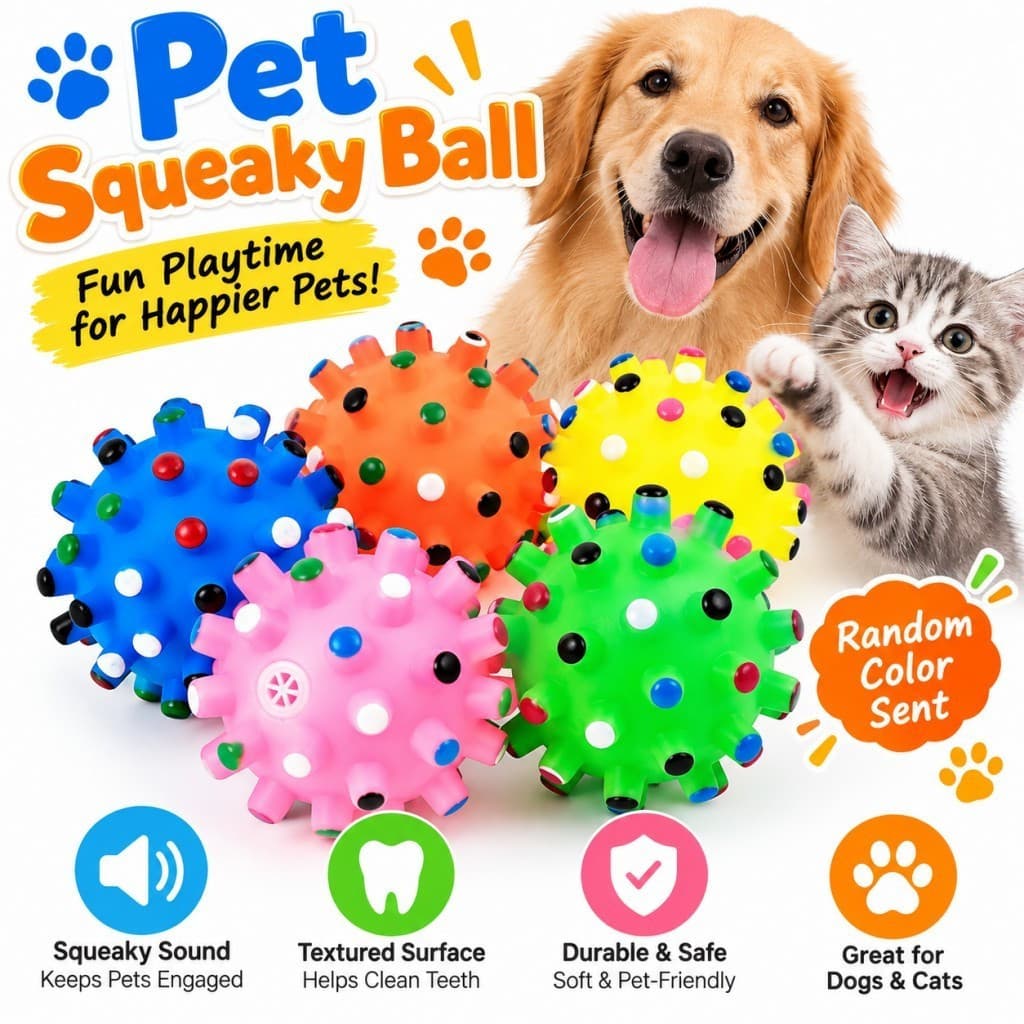 Brinquedo para cães que emite som ao ser pressionado, bola texturizada para mastigar, ideal para cachorros, cães de pequ