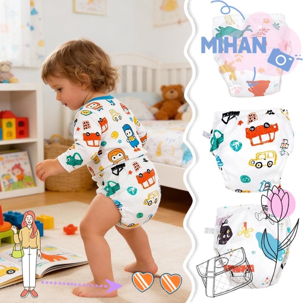 Calças De Treinamento Para Bebês , Fralda Lavável Respirável À Prova De Vazamentos Shorts Infantis Laváveis De Algodão A