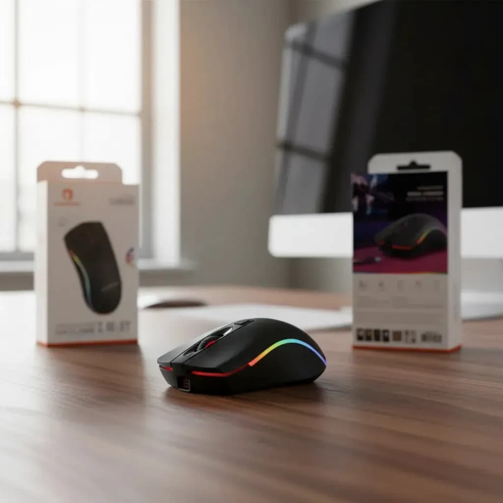 Mouse Sem Fio Bluetooth e 2.4G H'Maston MS09 Recarregável Silencioso LED RGB Ergonômico 1600 DPI PC Notebook Tablet