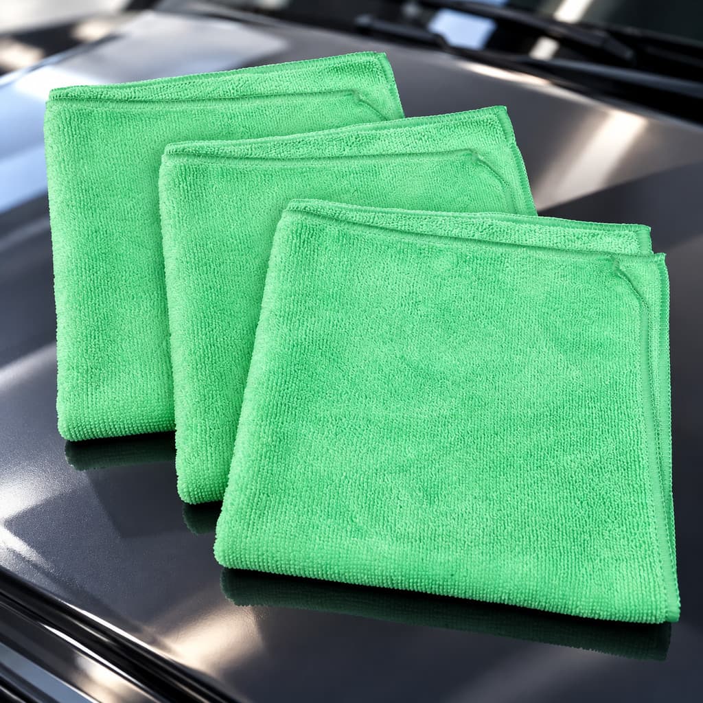 Kit 3 Panos Microfibra Verde 230gsm Limpeza Carro Vidros