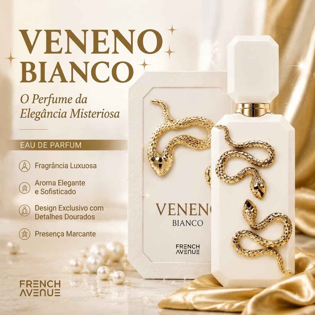 Veneno Bianco Perfume Feminino Importado Eau de Parfum 100ml Aroma Elegante e Marcante Fragrância Premium