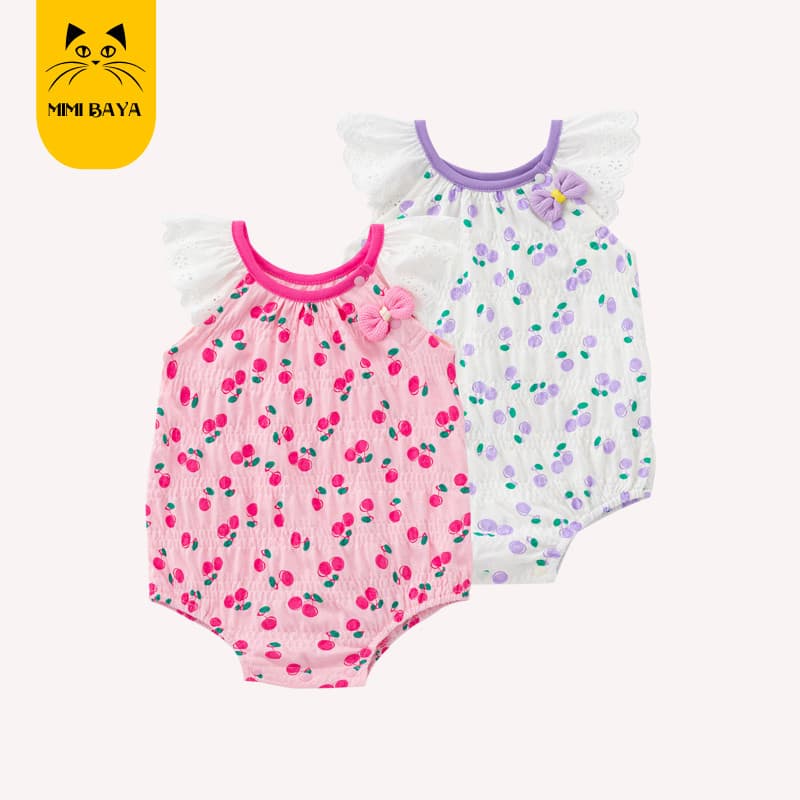 Bebê bebê manga voadora macacão bebê menina estilingue roupas de bebê verão fino Floral crianças triângulo macacão