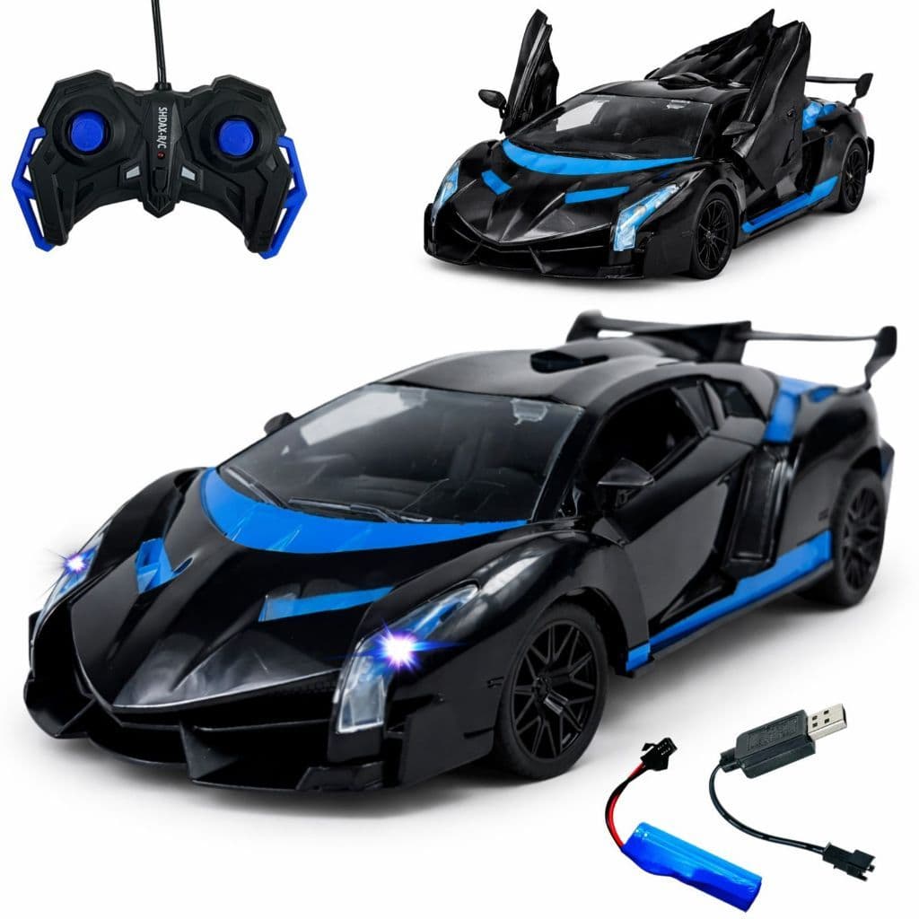 Carrinho Controle Remoto Vermelho Esportivo Drift Racing Recarregável com Fumaça Realista, Portas Abrem via Comando Novo
