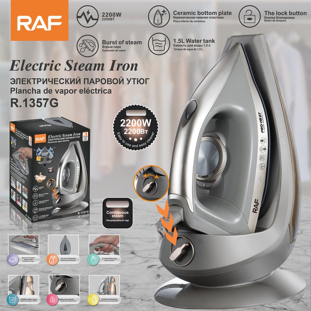 R RAF Placa Base Cerâmica Ferro a Vapor Vaporizador de Roupas Domésticas Ferro Caldeira Industrial de Alta Potência 1.5L