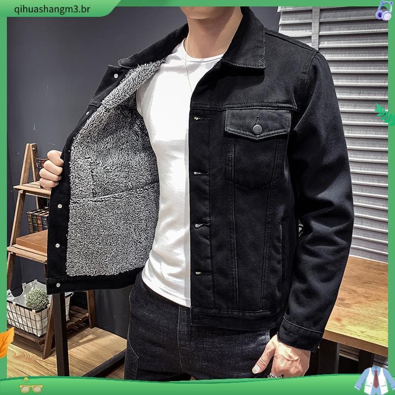 2020 outono inverno novo estilo jaqueta jeans forro de lã masculino engrossado jaqueta de algodão versão coreana jaqueta