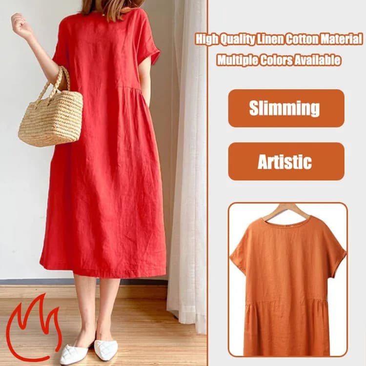 【Confortável】Vestido Midi de Verão - Ajuste Solto para Mulheres | Tamanhos Grandes/Vestido Feminino/Moda Casual