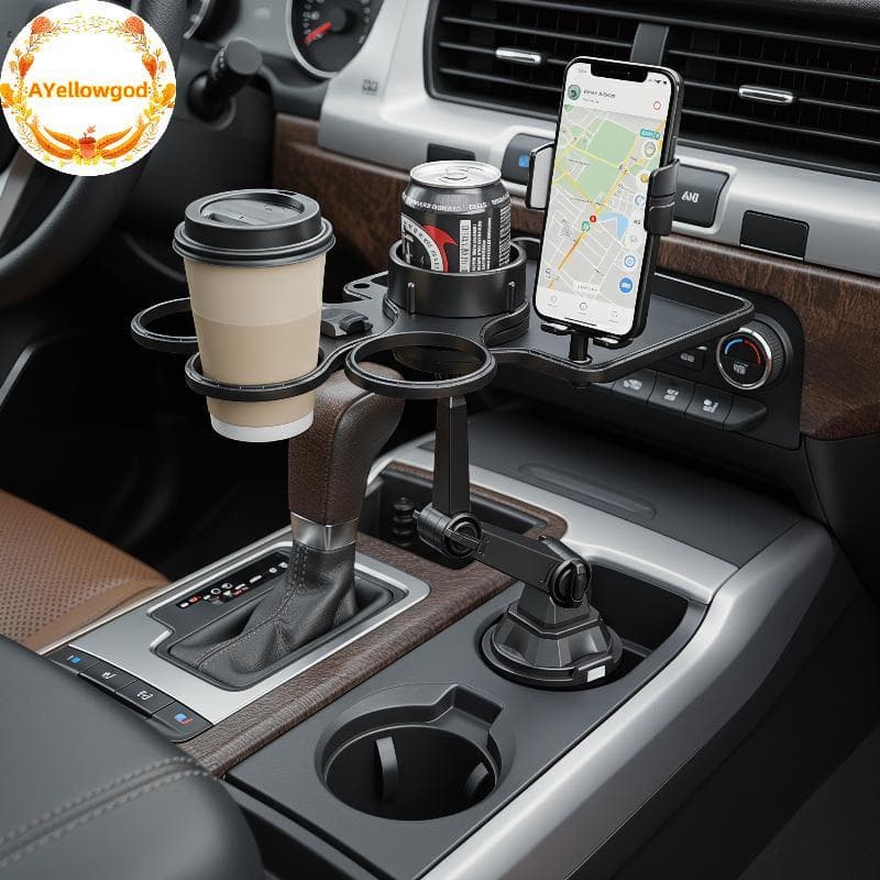 Suporte De Copo Duplo Conveniente Para Carro AYellowgod Com Bandeja Resistente Ideal Telefones E Refrescos BR