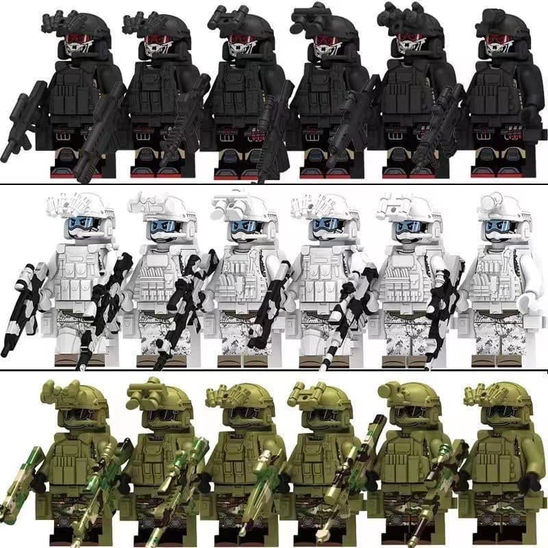 2026 novos blocos de montar militares compatíveis com Lego, camuflagem fantasma, minifiguras das forças especiais SWAT, 