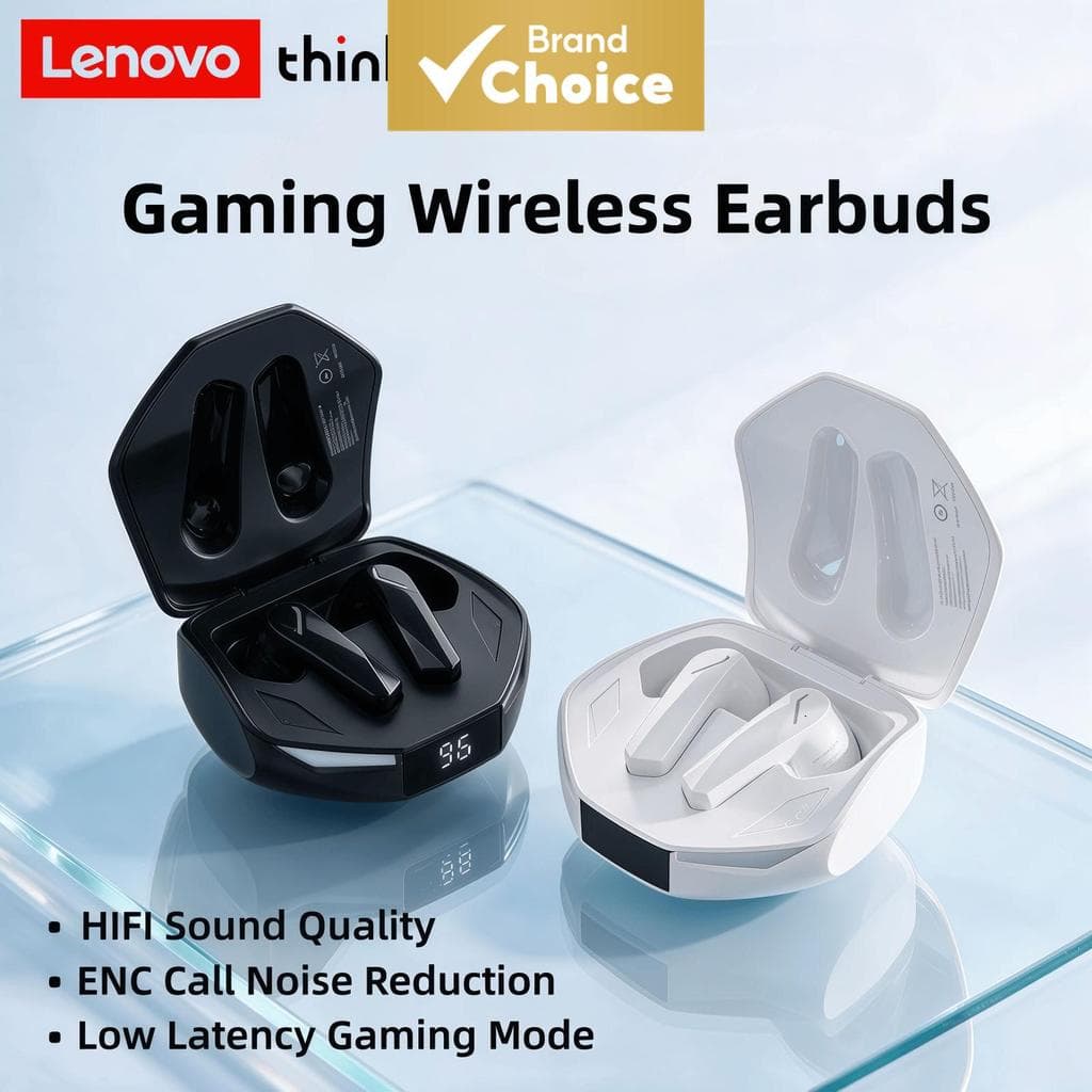 Fones de Ouvido Lenovo XT53 Bluetooth 5.4 à Prova d'Água para Jogos, Fone Estéreo HiFi, Cancelamento de Ruído ENC, Fones