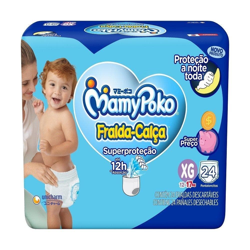 Fralda Descartável MamyPoko Calça Super Proteção Jumbo Tamanho XG - 4 Pacotes com 24 Fraldas - Total 96 Tiras