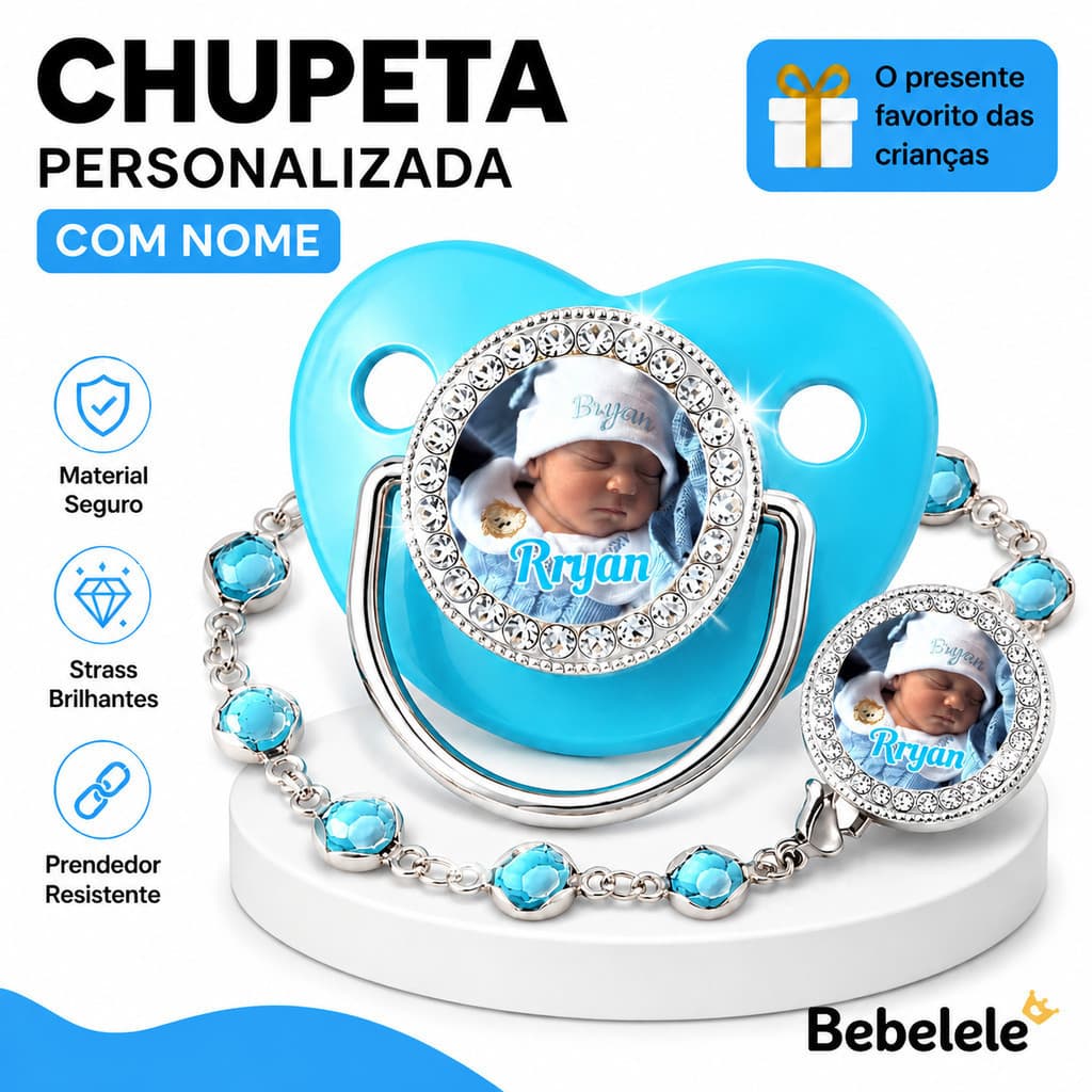 Chupeta para bebês com Foto personalizado do bebê, chupeta de silicone BPA Free&STCJ