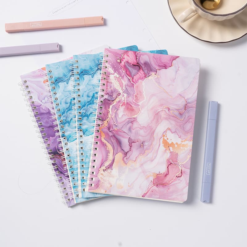 Bobina Notebook 4 Pacote Padrão de Mármore Notebook Horizontal Notebook Notebook