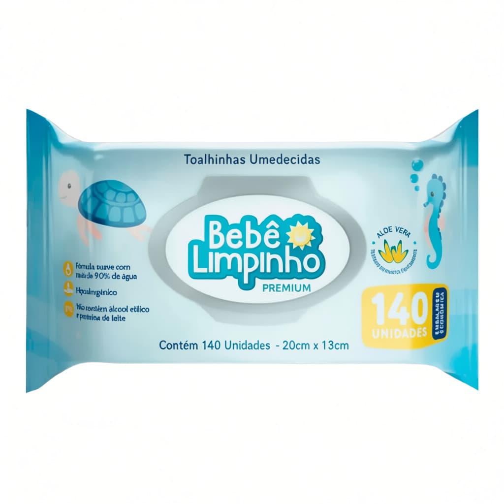 LENCOS UMEDECIDOS BEBE LIMPINHO PREMIUM  140 UNIDADES TOALHAS UMEDECIDAS