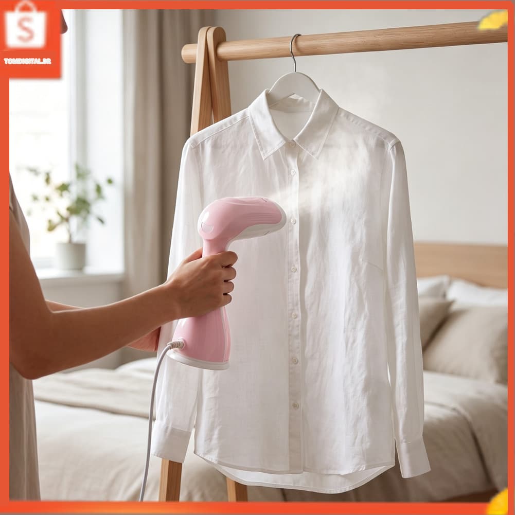 Tomdigital.br Ferro a vapor portátil rosa 330ML tanque de água transparente mini elétrico para viagens para casa