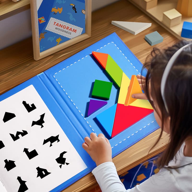 Estoque pronto Tangram magnético brinquedos educativos educativos educativos infantis blocos de construção tridimensiona