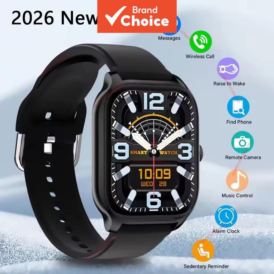 Smartwatch BT Chamadas, Monitor Cardíaco, Sono 1.83'' Tela HD, Relógio Inteligente à Prova d'Água, Pulseira Esportiva