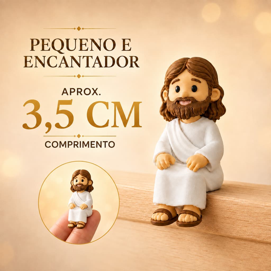 Mini Jesus Sentado 3,5cm Boneco Decorativo Religioso para Monitor de Computador Notebook Mesa Nicho

