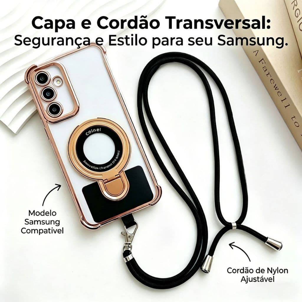 HEYOO Capa celular Samsung kit capa + cordão Samsung A05 A06 A07 A13 A14 A17 A20 A21 A23 A24 A25 A26