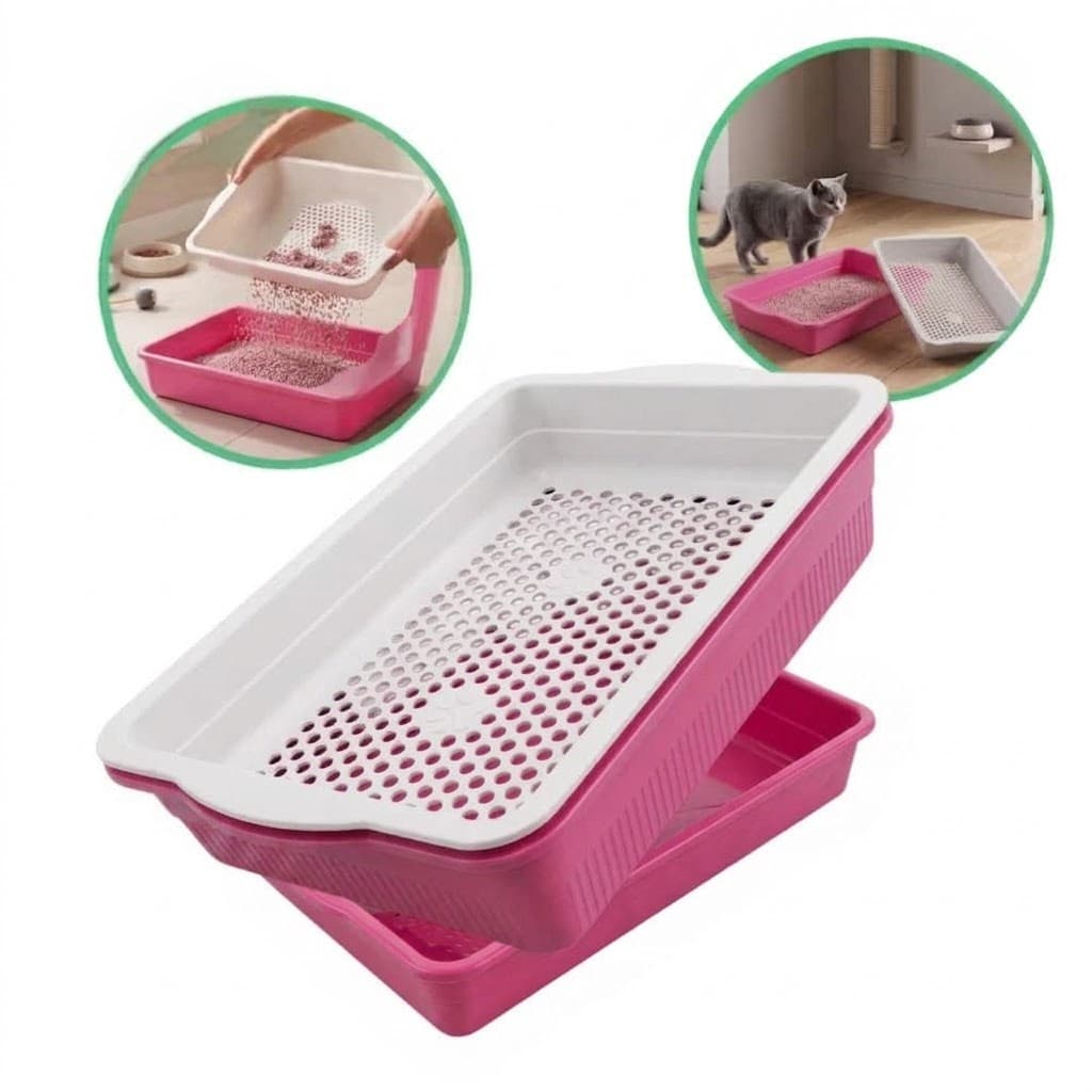 Caixa de Areia para Gato Bandeja Higiênica Furba Sanitária Areia Gatos 2D Pet com 3 Peças