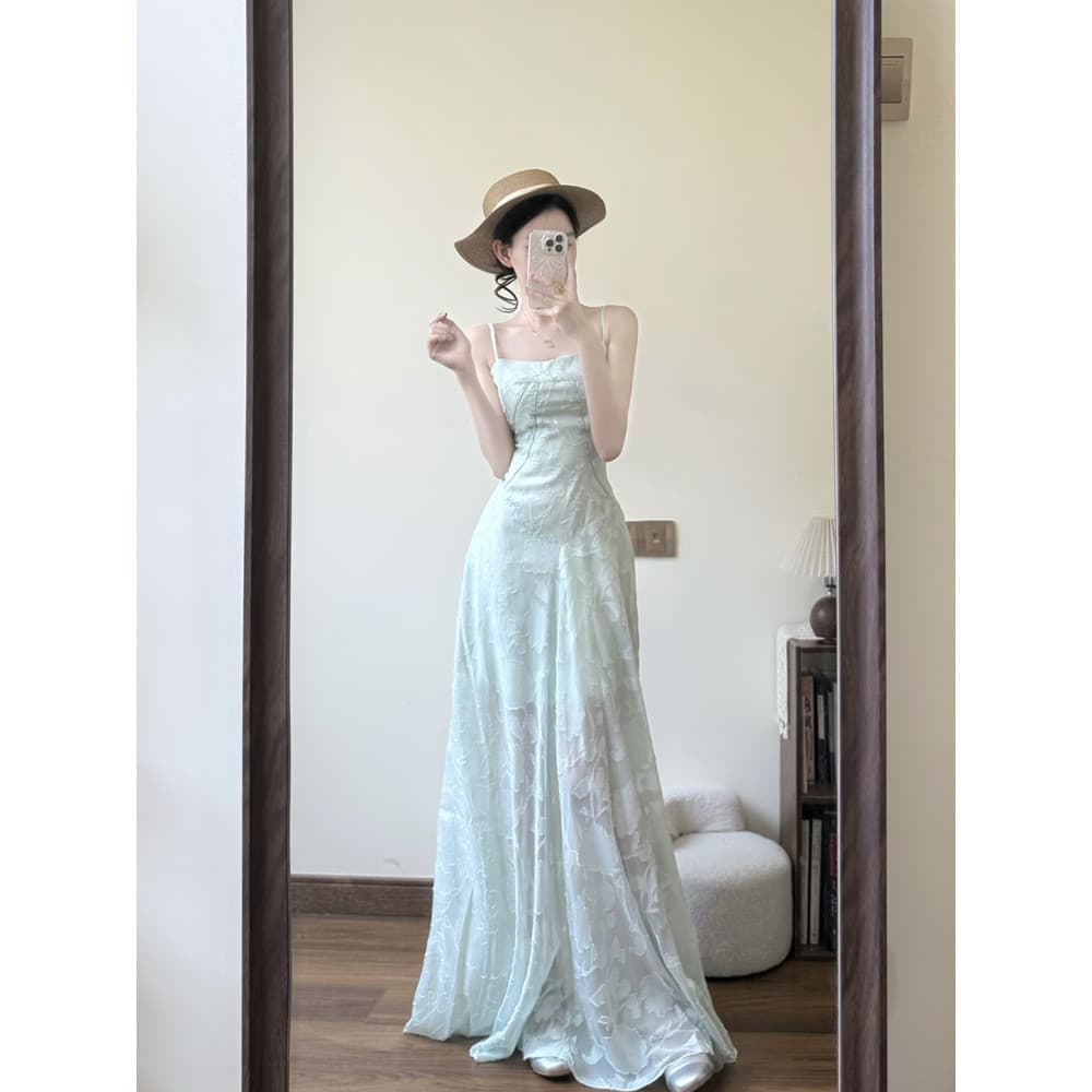 Vestido feminino de sucesso, vestido de praia deslumbrante, vestido dopamina, vestido de alças verde que realça o tom da