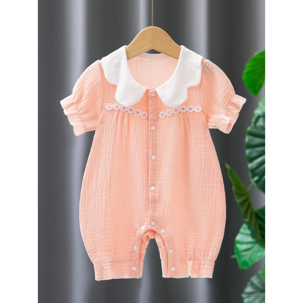 Bebê menina macacão verão fino roupas de bebê recém-nascido lua cheia princesa moda manga curta macacão roupas de verão