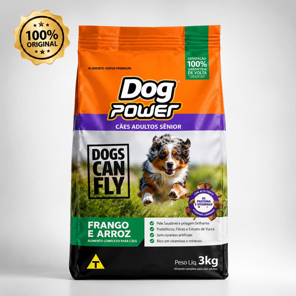 Ração Para Cachorro Idoso 3 kg Dog Power Sênior Premium Para Cachorro mais Velho Frango com Arroz
