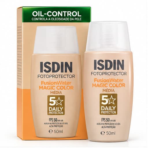Isdin Protetor Solar Facial FusionWater 50ml Com Cor MÉDIA