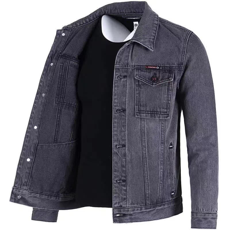 Primavera outono novo estilo denim jaqueta masculina Street Wear solto macacão jaqueta superior na moda masculina Plus S