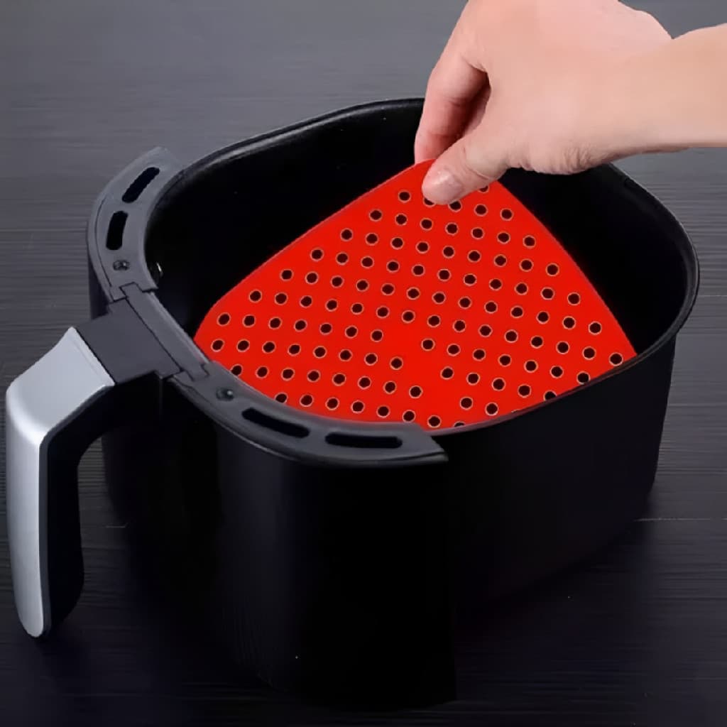 Kit 4 Tapetes Anti-Aderente P/ Air Fryer De Silicone P/ Forrar Fritadeira Eletrica Sem Oleo