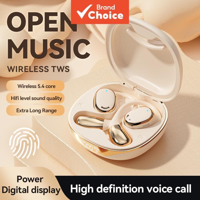SPRISE M70 Fones de Ouvido TWS Bluetooth 5.4 Sem Fio, Fones Abertos, Display Digital, Som Direcional, Fones de Ouvido
