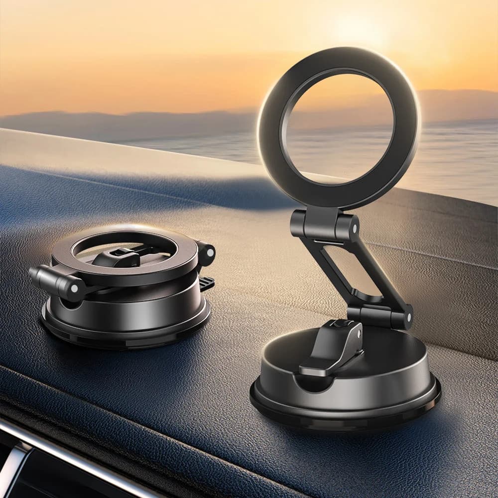 Suporte magnético para celular de carro, fivela de sucção dobrável, suporte móvel para painel.