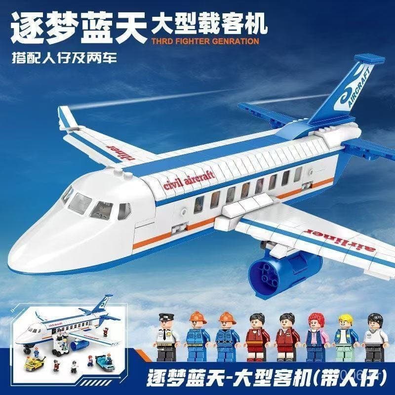 1.000 peças de blocos de montar Lego, série de aviões, modelo de helicóptero de passageiros e avião civil, brinquedo edu