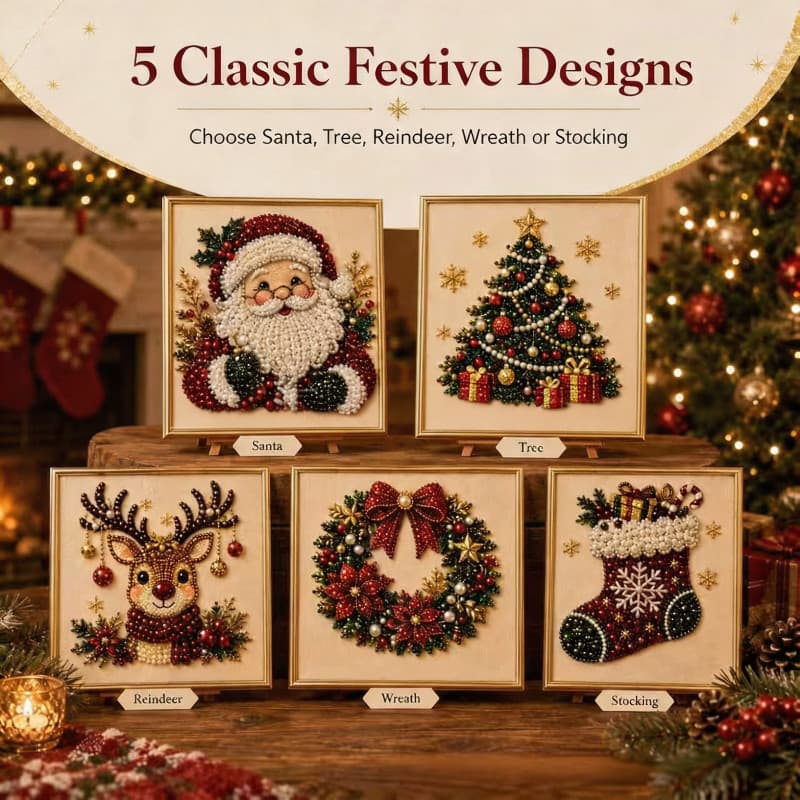 Kit De Pintura Diamante 5D DIY-Natal Santa Pearl Art , Broca Completa Cristal Strass Ponto Cruz Artesanato Para Adultos 