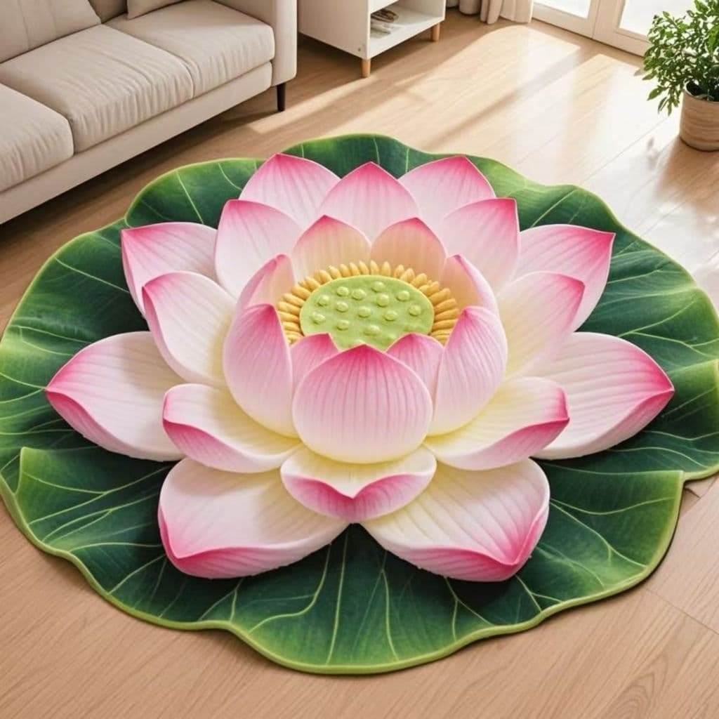 [Novo produto] Simulação Lotus Silicon Sala de estar Tapete Resistente à sujeira Fácil de cuidar Tapete antiderrapante D