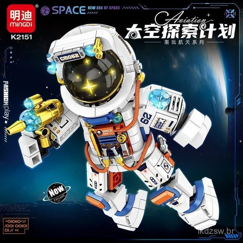 Novos blocos de montar compatíveis com Lego, modelo de montagem de foguete, estação espacial e astronauta, brinquedos de