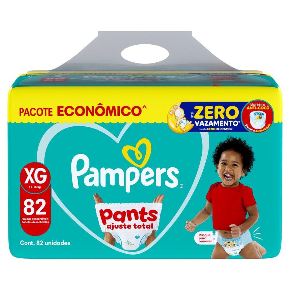 Fralda Pampers Pants Ajuste Total XG 82 unidades Pacote Econômico