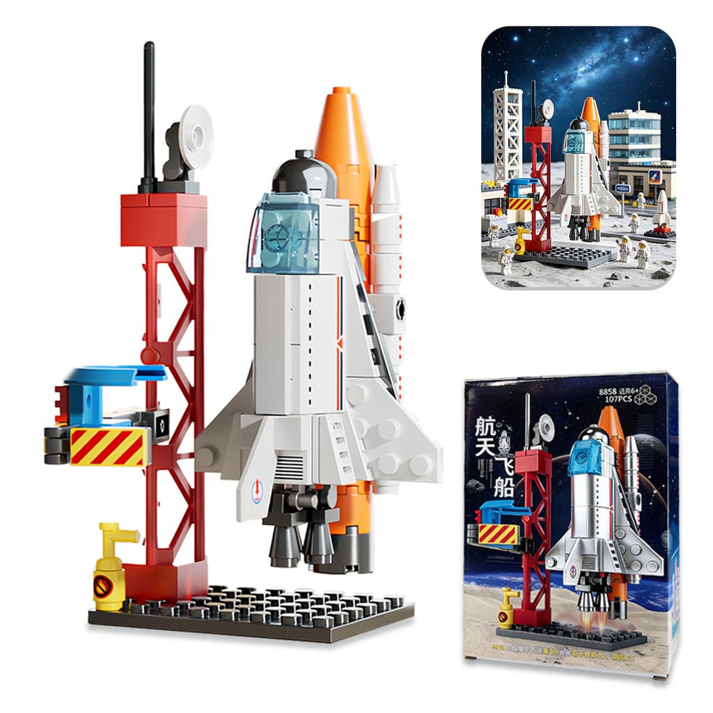 Conjunto de blocos de montar de foguete espacial, compatível com Lego, brinquedo educativo de montar para meninos
