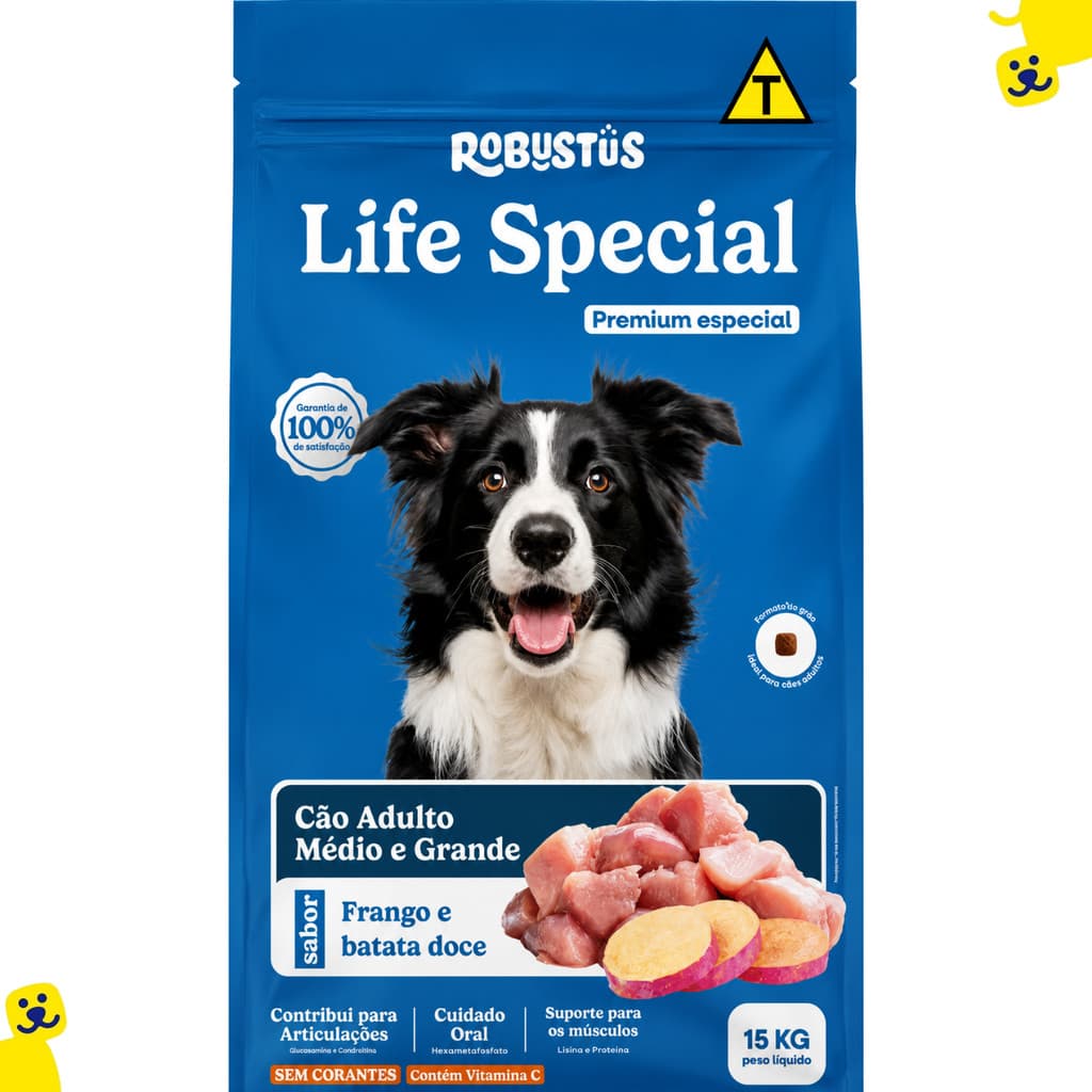 Ração para Cachorro 15kg Ração Robustus Life Special Adulto Médio e Grande Frango Ração Cachorro
