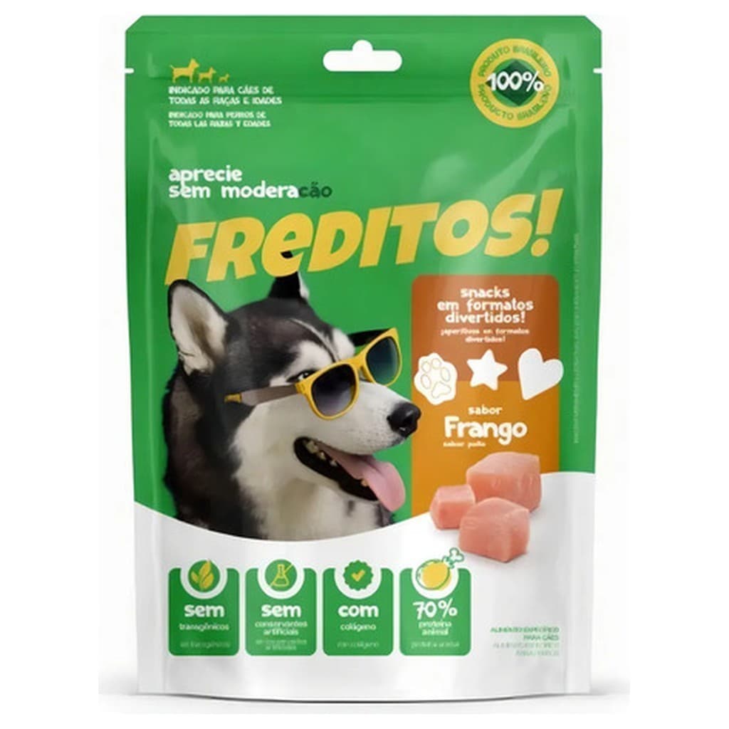 Petisco Cães Freditos Snack Frango 500g Saudável 70% Proteína Colágeno Sem Transgênicos