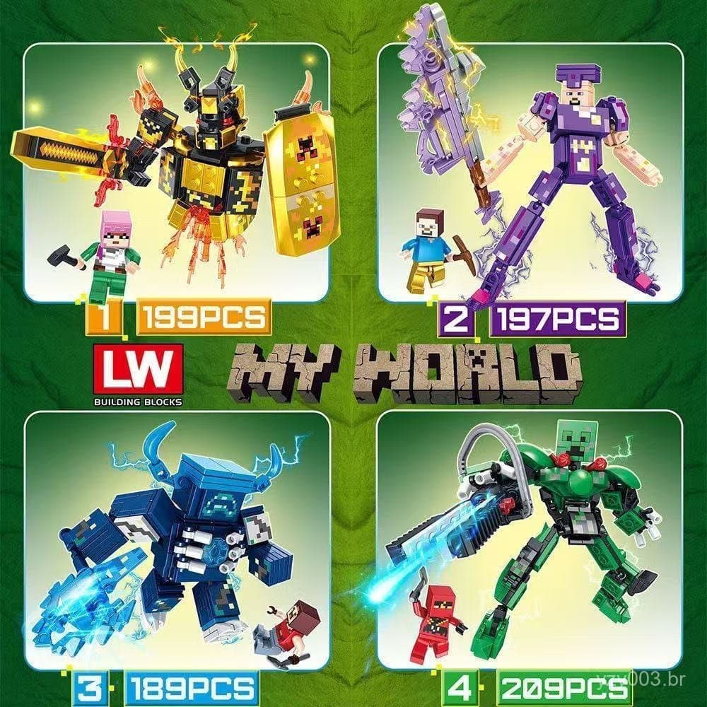 Blocos de Montar Lego 800 Peças My World Circulation Guard Creeper Boy Brinquedos Educativos de Montagem