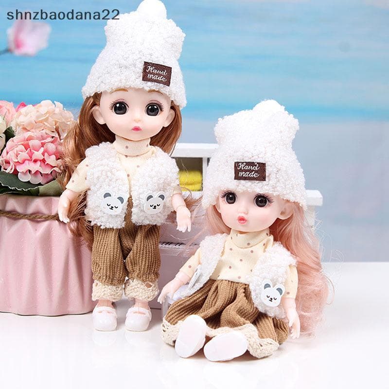 [Shnzd] Mini Boneca De 16 Cm Bonecas Articuladas Móveis 3D Olhos Grandes Brinquedo DIY Com Roupas Vestir Para De Menina 