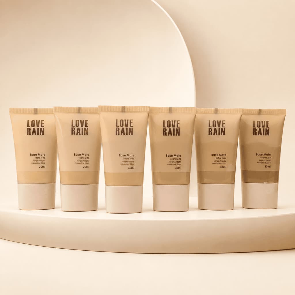 Base Líquida COBRE TUDO LOVE RAIN Matte 30ml Alta Cobertura Longa Duração Resistente à Água