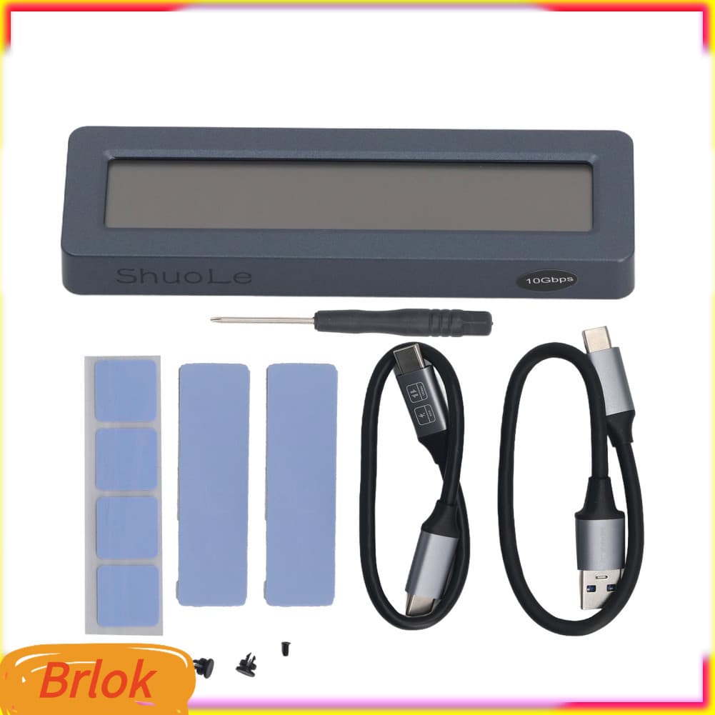 Brlok-br Gabinete USB 3.2 Type-C M.2 NVMe SSD externo de 10 Gbps Liga de alumínio Smart Display Suporte para disco
