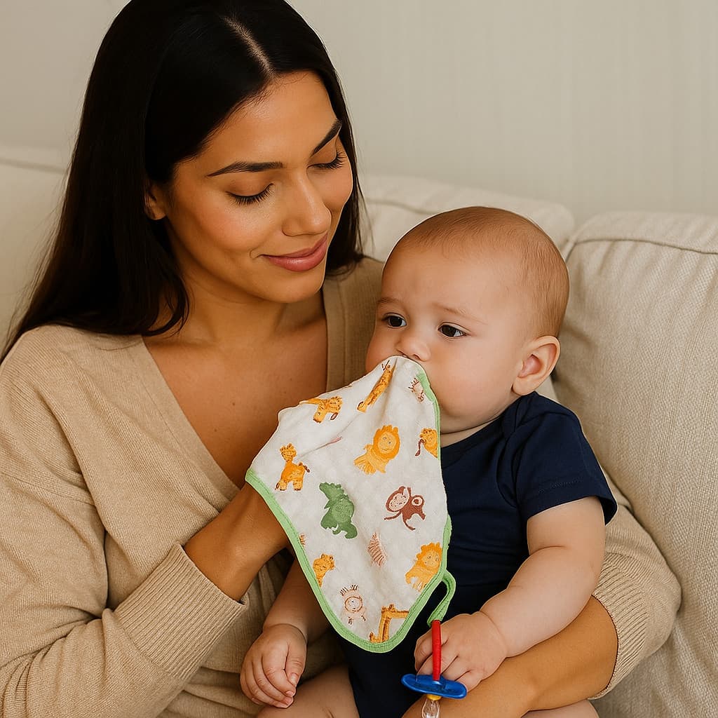 Kit 4 Toalhas de Boca Soft com Prendedor de Chupeta Maternidade Enxoval algodao