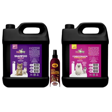 Shampoo + Condicionador Neutro 5L + Colônia 110ml para Cães e Gatos Genial Pet Banho e Tosa