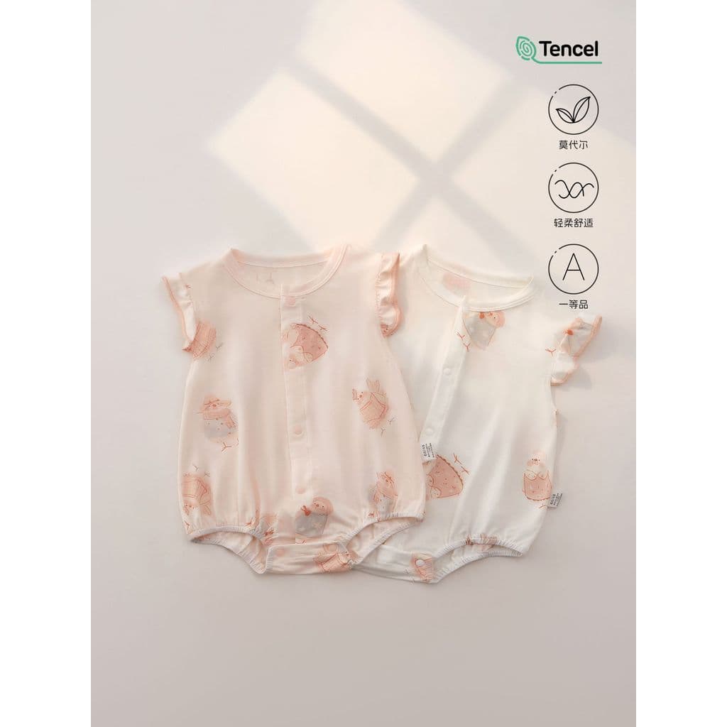 Bebê macacão roupas da menina do bebê Modal verão de manga curta estilo princesa colete fino macacão do bebê