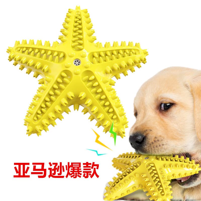 Brinquedo para cachorro tpr brinquedo resistente à mastigação estrela do mar Molar dentes limpeza som brinquedo comida c