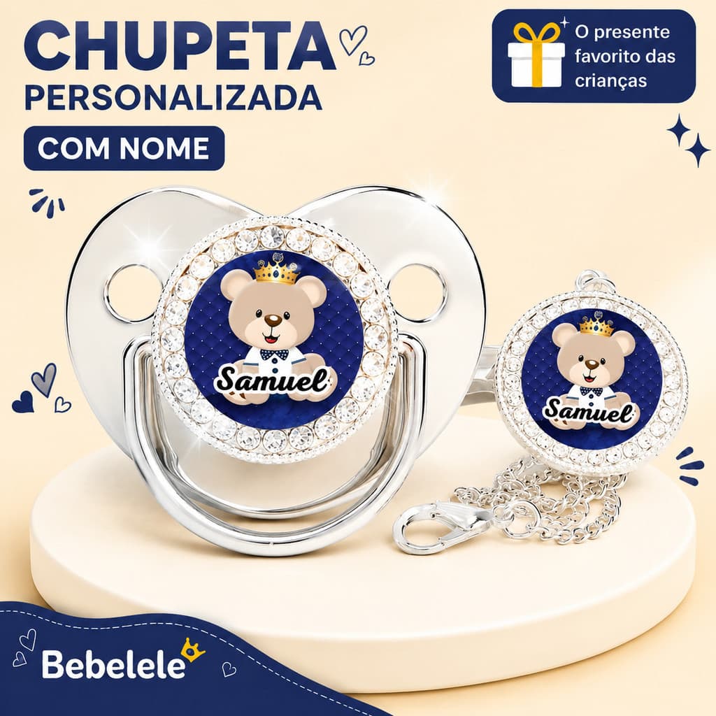Chupeta Personalizada para Bebê, Pode Gravar o Nome do Bebê, Presente de Aniversário #   358 EYZN