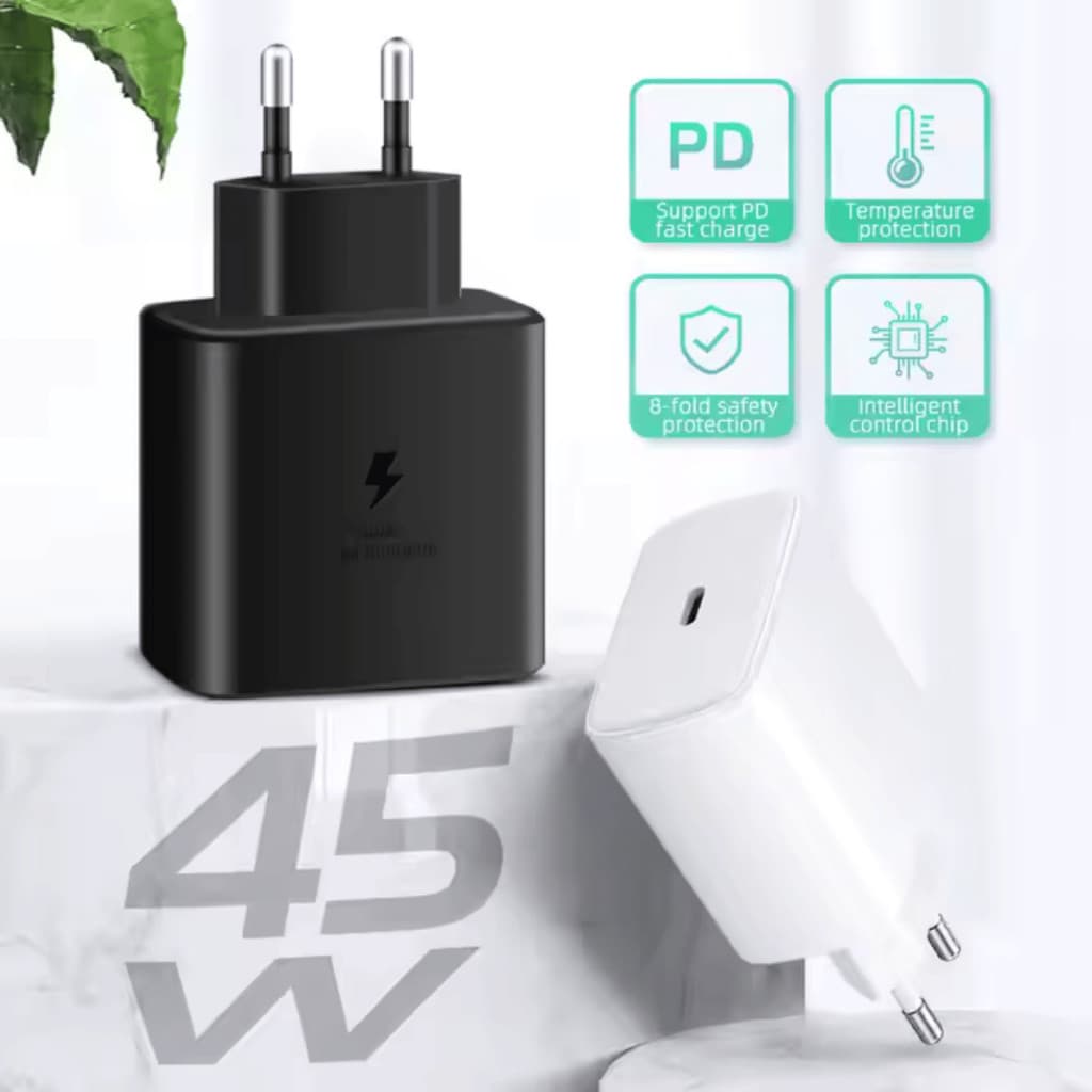 Carregador Turbo 45W USB-C Carregamento  Rápido com Cabo Tipo-C 1 Metro para Android galaxy