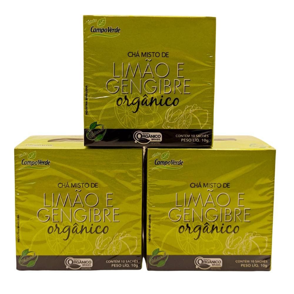 Kit 3 Chás Limão com Gengibre Orgânico 10 sachês cada